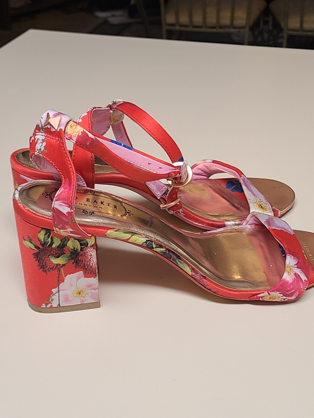 Ted Baker Rozie Floral Satin Berry Sundae sandals size 38 1/2 - Picture 7 of 11